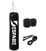 Desfabe Boxing Star 70x25 Cm Zincirli Boks Kum Torbası Siyah+El Sargı Bandajı+Atlama İpi