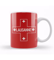 Lausanne With Switzerland Flag 01 Kupa Bardak Porselen