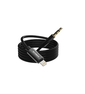 Syrox DT24L-J Lightning - 3.5mm AUX 1mt Dönüştürücü Ses Kablosu - Siyah