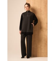 FTZ Women Kadın Rahat Kalıp Scuba Spandex Takım Siyah 31257