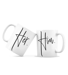 İkili Kupa Bardak - Him Her