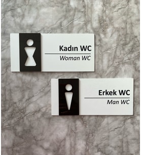 Basic White Black Seri Kadın&Erkek WC Yönlendirme Levha Seti