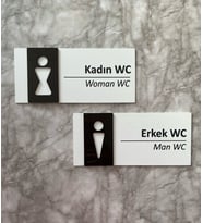 Basic White Black Seri Kadın&Erkek WC Yönlendirme Levha Seti