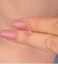 925 Ayar Gümüş Pembe Taşlı Martı Kolye