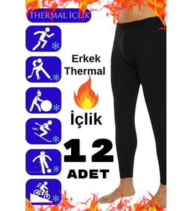 Erkek Termal İçlik Siyah İçi Polar Kışlık 12 Adet