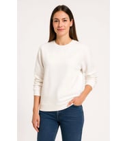 Üç İplik Düz Bisiklet Yaka SweatShirt - Beyaz