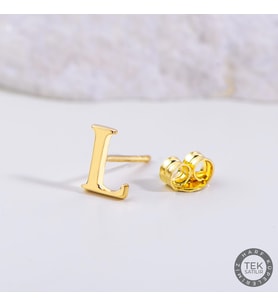 14 Ayar Altın L Harf Küpe 0,38 gr