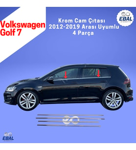 Vw Golf 7 Krom Cam Çıtası 4 Parça 2012-2019 Arası P. Çelik