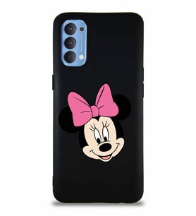 Oppo Reno 4 Soft Premier Kapak Minnie Mouse-C Tasarımlı Silikon Kılıf - Siyah (Şeffaf)