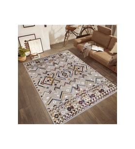 Rovigo Home Dijital Baskı Yıkanabilir Kaymaz Taban Salon Halısı RVG0557 (Kahverengi)