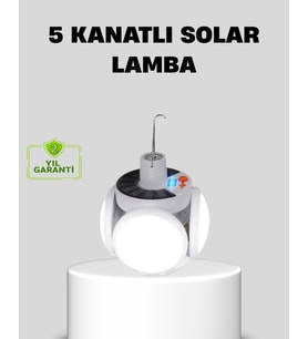 Solar Güneş Enerjili ve USB Şarjlı 5 Kanatlı LED Kamp Lambası