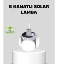 Solar Güneş Enerjili ve USB Şarjlı 5 Kanatlı LED Kamp Lambası