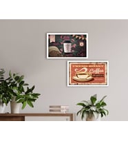 BK Home Coffee Tasarımlı Dekoratif 2'li Ahşap Beyaz Çerçeveli Tablo-12
