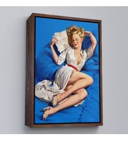 Çerçeveli Gil Elvgren Pin-up Aşk Mektubu Duvar Tablosu (Kahverengi)