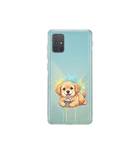 Samsung Galaxy A71 ile Uyumlu Splash Köpek Tasarımlı Şeffaf Silikon Kılıf