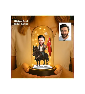 Kişiye Özel Erkek Karikatür Fanus  Meslek ve Hobi Temalı Işıklı Biblo