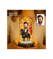Kişiye Özel Erkek Karikatür Fanus  Meslek ve Hobi Temalı Işıklı Biblo