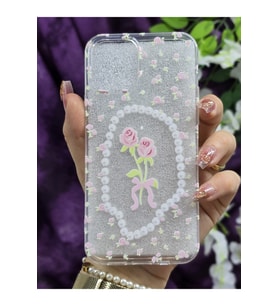 iPhone 12 & iPhone 12 Pro Uyumlu Minik Çiçek ve Gül Desenli Silikon Şeffaf Telefon Kılıfı