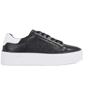 Calvin Klein Platform C Lace UP Leather Womens Sneaker Hakiki Deri Kadın Günlük Spor Ayakkabı Siyah