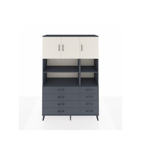 Hyperion Dolap 8 Raflı 8 Çekmeceli 3 Kapaklı 132x44x195 Antrasit-Aytaşı/Antrasit