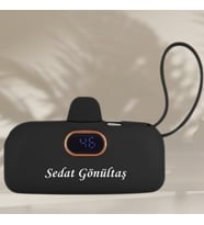 KİŞİYE ÖZEL İSİM BASKILI  Powerbank 5000 mAh (Siyah)