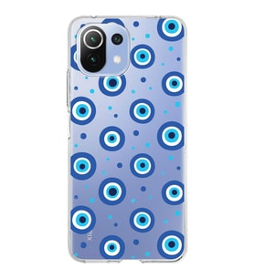 PrintiFy Xiaomi Mi 11 Lite ile Uyumlu 1mm Slim Fit Nazar Boncuğu 1 Baskılı Şeffaf  Kılıf