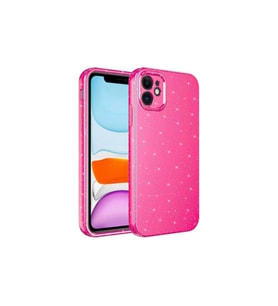 Apple iPhone 12 Uyumlu Kılıf Kamera Korumalı Simli Lüks Zore Koton Kapak (K.Pembe)