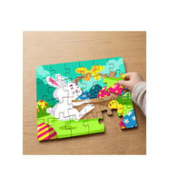 Paskalya Tavşanı ve Renkli Yumurtalar Tasarımlı 24 Parça Ahşap Çocuk Puzzle