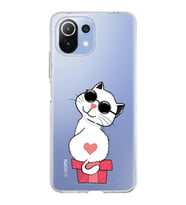 Xiaomi Mi 11 Lite Uyumlu Kapak Coolcat Tasarımlı Şeffaf Silikon Kılıf