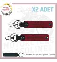 Motosiklet Maceracılarına, İsim Plaka ve B Rh - Kan Grubu, Acil Durum Anahtarlığı Set, Kırmızı-Laci (Çok Renkli)
