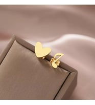 Kişiye Özel 925 Ayar Gümüş Kalp Müzik Notası Küpe (Gold)