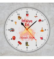İtfaiye Temalı Ve İsimli Ofis Duvar Saati - İtfaiyeciye Özel Hediye Metal Saat
