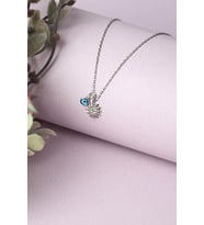 Beyaz Taşlı Güneş Model Nazar Boncuklu 925 Ayar Gümüş Kolye (Silver)