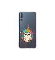 Huawei P20 Pro ile Uyumlu Splash Kirpi Tasarımlı Şeffaf Silikon Kılıf