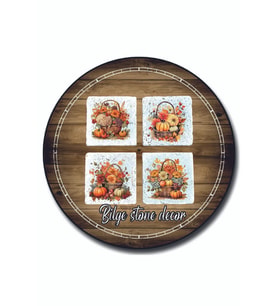 bilge tasarım Stone Decor Taş Bardak Altlığı 4'lü Set 10x10x1 Cm desenli