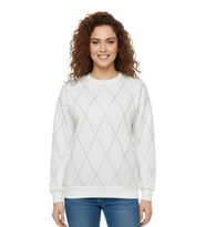 Kadın Sıfıryaka Sweatshirt Taşlı BGL-ST05060 (Krem)
