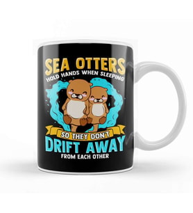 Sea Otters Hold Hands When Sleeping Cute Otter Kupa Bardak Porselen