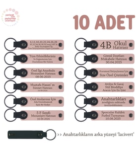 Girişimcilik Seminerleri İçin, 10'lu Set, Kişiselleştirilebilir Deri Anahtarlık, Pudra & Lacivert