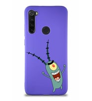 Xiaomi Redmi Note 8 Soft Premier Kapak Plankton Tasarımlı Silikon Kılıf - Mor (Şeffaf)
