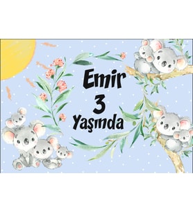 Koala Temalı Doğum Günü Afişi 50x70 cm