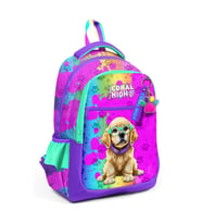 CORAL HIGH 23649 KIDS MIXED MOR PEMBE KÖPEK DESENLİ ÜÇ BÖLMELİ OKUL SIRT ÇANTASI