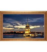Çerçeveli Paspartulu Manzara Tablo ah1848 (Gold)