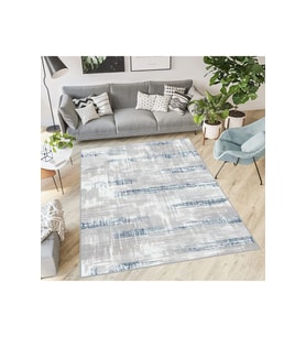 Rovigo Home Dijital Baskı Yıkanabilir Kaymaz Taban Salon Halısı RVG0570 (Mavi)