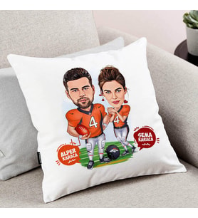 Kişiye Özel Beyzbol Çiftleri Karikatürlü Yastık