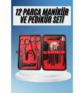 Deri Çantalı Siyah Paslanmaz Çelik 17 Parça Manikür Pedikür Seti