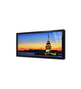 Kız Kulesi Gece Çerçeveli Cam Tablo