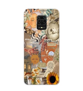 Redmi Note 9 Pro / 9s Uyumlu Güneş ve Ay Aesthetic Kolaj Tasarımlı Şeffaf Telefon Kılıfı