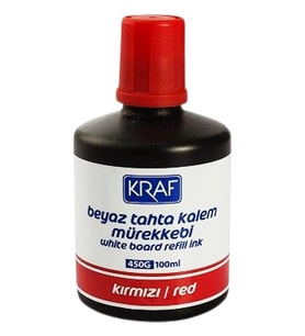 Kraf Beyaz Tahta Kalemi Mürekkebi 100ml Kırmızı 450G