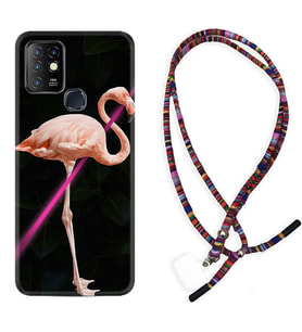 INFINIX Hot 8 9 10 11S Hot 10 Play 10T Kılıf Boyun Asklı Rasta Silikon Line Filamingo 1776