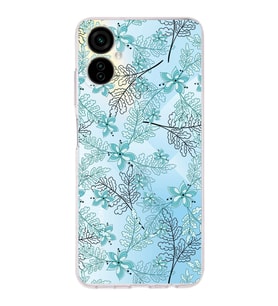 PrintiFy Tecno Camon 19 Neo Uyumlu Kamera Korumalı Floral Su Yeşili Tasarımlı Şeffaf Silikon Kılıf
